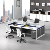Bureau de direction modulaire en bois moderne et simple, combinaison de bureaux pour 4 personnes, chaise de bureau, cloison de bureau pour 6 personnes, mobilier de bureau