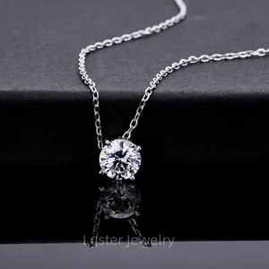 Luster 925 Silver Four Prong Set Moissanite Solitaire Pendant 1ct/2ct VVS Moissanite Stone Pendant Necklace for Women