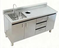 Évier double commercial autoportant en acier inoxydable 201 finition brossée mate avec rainure de drainage pour cuisine de restaurant