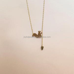 Collar de Ardilla Chapado en Oro de 18k al por Mayor, con Dije de Bellota, Colgante de Animal Bonito, Joyería Fina de Naturaleza - Product Image 3