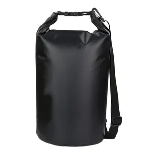शीर्ष बेच कस्टम लोगो सूखी बैग 500D तिरपाल पीवीसी आउटडोर काले डेरा डाले हुए निविड़ अंधकार बैग बैग
