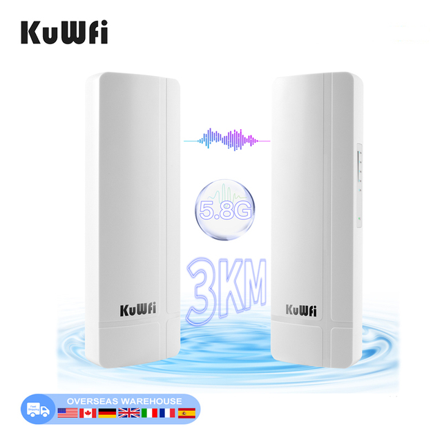 Direct Order KuWFi 3km Long Range 5.8G 900Mbps Waterproof 24V POE Power Ptp Wireless Wifi Outdoor Bridge for Farm Use