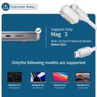 Cable magnético de carga súper rápida con cabezal giratorio de 180 grados, 2M 140W Mag 3 a USB-C, cable trenzado para Macbook
