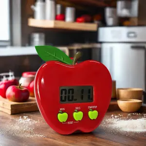 ऐप्पल डिजिटल टाइम इको-फ्रेंडली किचन टाइमर 99m59s काउंटडाउन और ऊपर टाइमर बड़े एलसीडी डिस्प्ले और तीन प्लास्टिक बटन के साथ