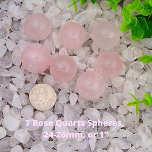 <b>Crystal</b> <b>Ball</b> Sphere Rose Quartz 7 Spheres 24 26 Mm Natural Gemstone For Energy Healing Reiki Meditation Love Palm Touch Stones - Product Image 6