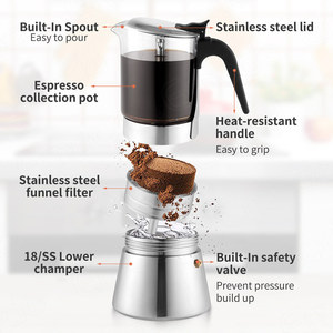 Cafetière en <span class=keywords><strong>verre</strong></span> borosilicate de haute qualité Emode, Moka durable, pot à moka - Product Image 3