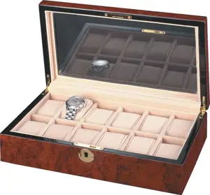 豪华高光泽单木制男士卷筒手表盒新技术来样定做包装盒定制标志