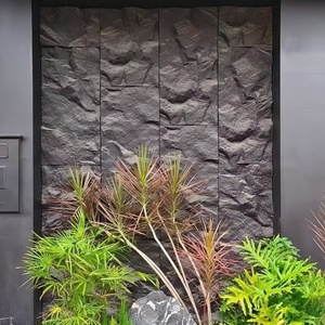 Impermeabile ignifugo 3D decorativo in poliuretano nero pietra artificiale finta cultura Rock pannello di parete di montagna per parete esterna - Product Image 5