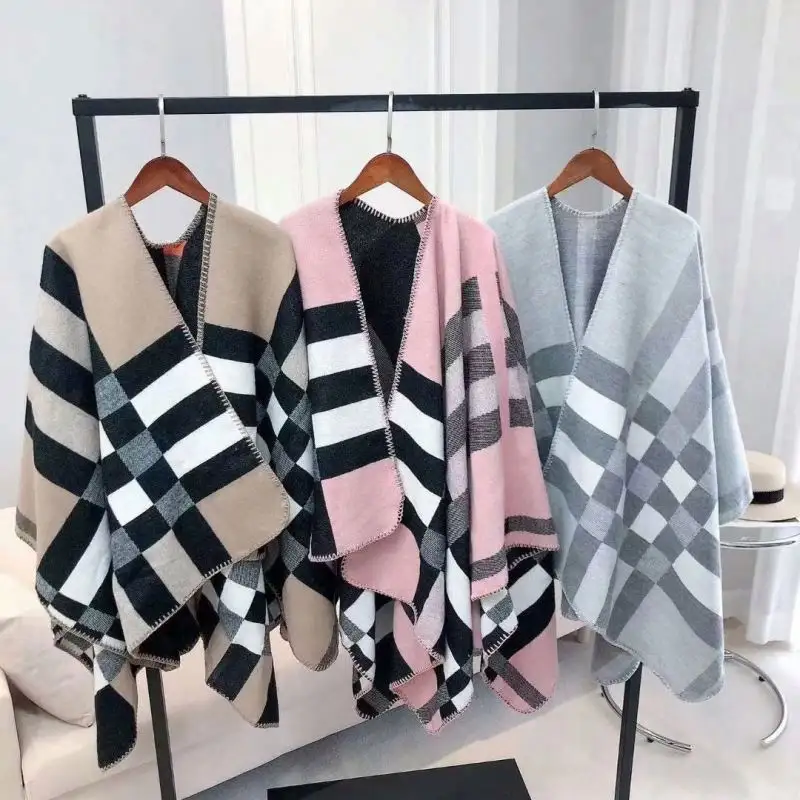 Hoge Kwaliteit Luxe Designer Eenvoudige Stijl Warme Wollen Sjaal Winter Dikke Sjaal