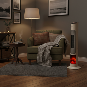 Ventilateur chauffant électrique portable PTC avec minuterie 8 heures, télécommande, effet de flamme 3D, chauffage rapide pour usage domestique en hiver - Product Image 3