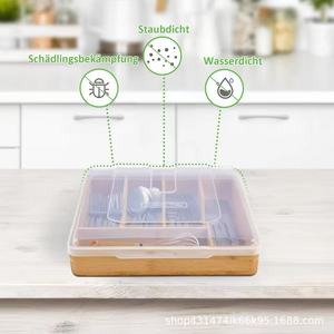 Cross-border bamboo <b>kitchen</b> tableware <b>storage</b> <b>box</b> with knife, fork, and chopstick organizer; wooden <b>kitchen</b> cabinet tableware - Product Image 4