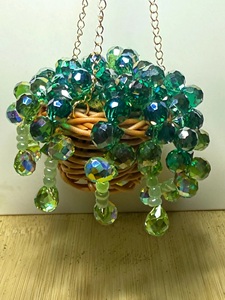 Attrape-soleil en verre fait main, design Art Déco écologique, personnalisé, avec perles, pour plantes succulentes, décoration de fenêtre - Product Image 5