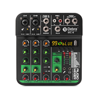 Debra Professional BT 4 canaux MC-4 Contrôleur DJ pour podcast, console de mixage audio stéréo pour webcasting avec son vocal réglable