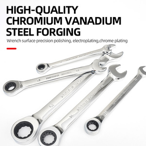 Jeu de clés à cliquet multifonctions à tête fixe en acier au carbone, clés à cliquet métriques chromées, clés à fourche, outils pour voitures - Product Image 5