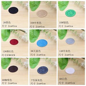 Little Ok Patch Embroidered Round Iron On Fabric Applique For Clothing 2cmx3cm Nonwoven Felt <b>Polyester</b> <b>Yarn</b> - Product Image 1