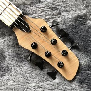 맞춤 메이플 탑 넥 바디 6 현 느릅 나무 액티브 픽업 일렉트릭베이스 기타 940mm 스케일 길이 - Product Image 4