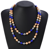 Collier multi-couches en fausses perles tendance pour femme, longue chaîne simple pour pull, accessoires vestimentaires, vente en gros de perles multi-couches