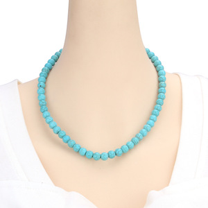 Collier en forme de cœur turquoise avec pendentif en verre rouge, bijoux à porter au quotidien - Product Image 2