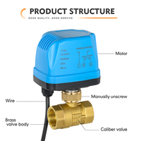 Vanne à boisseau sphérique motorisée en laiton YAOYANG DN20 PN16 AC220V 3 fils 2 commandes eau OEM haute température pour système CVC