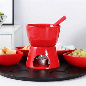 Pots à <span class=keywords><strong>fondue</strong></span> en céramique de haute qualité, écologiques, personnalisés, pour restaurant, chauffe-beurre, chauffe-chocolat, chauffe-fromage, avec couvercle en bambou - Product Image 6