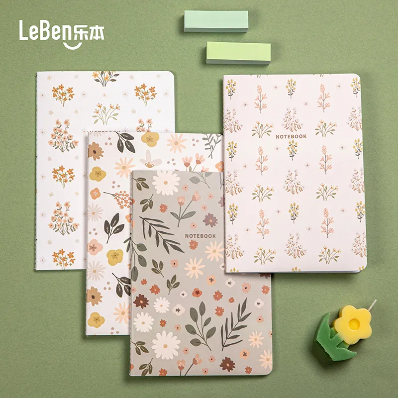 Custom Printed High Quality Notebook A4 Exercise Books A5 Sewn Craft Flower nature fashion Journals For Students School