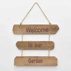 Welcome To Our Garden Wood Door Sign Retro Wooden Public Decorative Hanging Sign For Home Door Fence Vintage Wall Plaques Decor