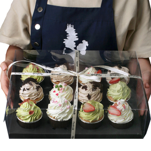 High Quality Small Wholesale Party Cake Packaging Plastic Transparent 2/4/6/12 Holes Cupcake Box