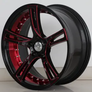 Las llantas de aluminio de 20 pulgadas más vendidas ruedas de coche forjadas 5X114.3 20*10,5 BLK/cara de fresado roja/labio interior