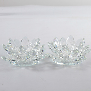 Portacandele Trasparente a Forma di Loto in Vetro Cristallo, Decorazione <span class=keywords><strong>da</strong></span> Tavolo di Alta Qualità, Ornamenti Dedicati <span class=keywords><strong>al</strong></span> Portacandele per Ghee. - Product Image 3