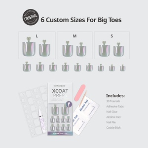 BTArtbox Uñas Postizas Cuadradas Cromadas Gruesas para los Pies, 30 Piezas al por Mayor, Uñas de Gel Suave de Lujo con Efecto Ojo de Gato, Uñas Falsas para los Pies con Pegamento - Product Image 5