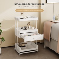 Chariot de rangement mobile en acier inoxydable style crème avec tiroirs et roulettes pour salon de beauté, nail art, tatouage et gestion des soins de la peau