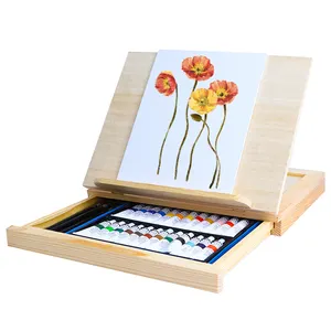 Ensemble de 38 pièces de peinture acrylique avec boîte en bois et <span class=keywords><strong>chevalet</strong></span> pour enfants Ensemble de <span class=keywords><strong>dessin</strong></span> du fournisseur d'art pour jeunes artistes - Product Image 3
