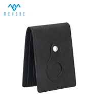 MEYSHE Dompet Kartu Pria Slim RFID Blocking, Kulit Crazy Horse, Logo Timbul, Tahan Air, Kapasitas Besar