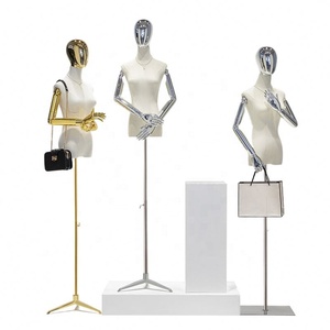 Colore personalizzato abito da sposa oro cromato <span class=keywords><strong>braccio</strong></span>/testa manichino Mujer <span class=keywords><strong>donna</strong></span> abbigliamento Display lino mezzo corpo manichino femminile con <span class=keywords><strong>braccio</strong></span> - Product Image 5