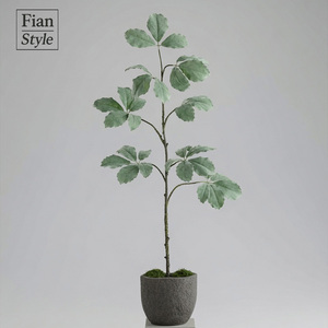 Ramo Artificiale Real Touch da 161 cm, Foglie Floccate e Stelo Verde Effetto Muschio, per Decorazioni Commerciali di Lusso in Hotel e Hall di Centri Commerciali - Product Image 5