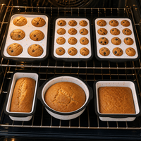 Moule à gâteau rond en silicone de 9 pouces, confettis mouchetés avec bord noir et poignées, antiadhésif, résistant à la chaleur, réutilisable, vente en gros