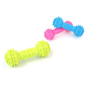 Juguete masticable para mascotas con forma de barra de pesas con anillo de hueso y columna vertebral, hecho de caucho no tóxico de alta calidad, 14*5.5cm - Product Image 2