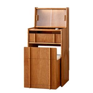 Tocador Barbizon de madera de cerezo con gabinete de almacenamiento y taburete, tocador de maquillaje para dormitorio - Product Image 5