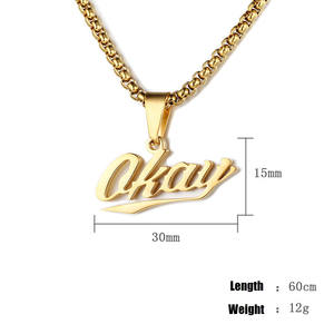 أزياء الهيب هوب دي جي مغني الراب التيتانيوم الصلب بخير رسالة قلادة للنساء الرجال هدايا الحزب الفضة الذهب <span class=keywords><strong>24</strong></span> بوصة حبل سلسلة المجوهرات - Product Image 2