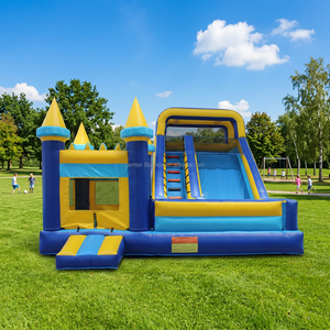 <span class=keywords><strong>Castillo</strong></span> <span class=keywords><strong>Inflable</strong></span> Comercial para Niños con Tobogán, Combinación de Juegos Inflables, Tobogán Acuático y Trampolín - Product Image 1
