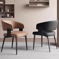 Chaise de salle à manger rembourrée de style italien minimaliste, luxe léger, nordique moderne, avec accoudoirs en acier et mousse haute élasticité pour restaurant