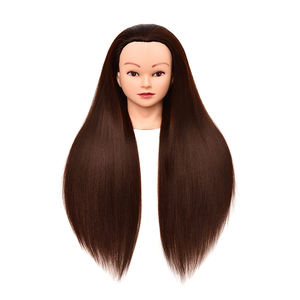 Cabeza de Maniquí Profesional de Peluquería para Entrenamiento con Cabello Humano Liso para Práctica de Corte y Trenzado Modelo de Estilismo - Product Image 6