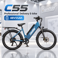 Vélo électrique cargo Chamrider 80 Nm de couple, 48 V 55 Ah, pneus anti-crevaison 26x3.0, frein à disque hydraulique, vélo de livraison C 55