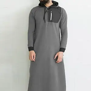 Offre Spéciale thobe musulman avec fermeture à glissière et poche latérale hommes thobe islamique arabes omanais thobe