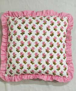 Handmade Patchwork Cotton <b>Cushion</b> Cover Kantha Stitch Multicolor Decorative Pillow Case Home Decor - Product Image 2