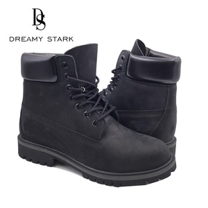 Bottes de travail montantes en cuir véritable noir pour homme, respirantes, antidérapantes, absorbant la transpiration, patchwork, collection hiver-automne - Product Image 5