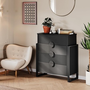 Zwarte Ladekast Hout Woonkamer Kleding Opbergkast 4 Lade Dressoir Voor Slaapkamer - Product Image 3