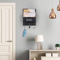 Nouvel Organisateur de Courrier en Bois, Porte-Clés Mural avec Crochets, Étagère Murale Décorative, Boîte de Rangement pour Entrée et Décoration Intérieure