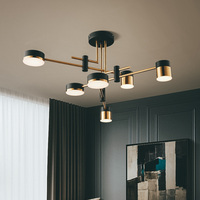 Lámparas de Decoración Nórdica LED, Lámparas Colgantes Modernas Negras y Doradas para Sala de Estar y Comedor