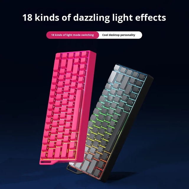 New Tri-mode Wireless Mechanical Axis RGB Mechanical Keyboard Dedicated for Gaming and Esports 68-key Mechanical Keyboard